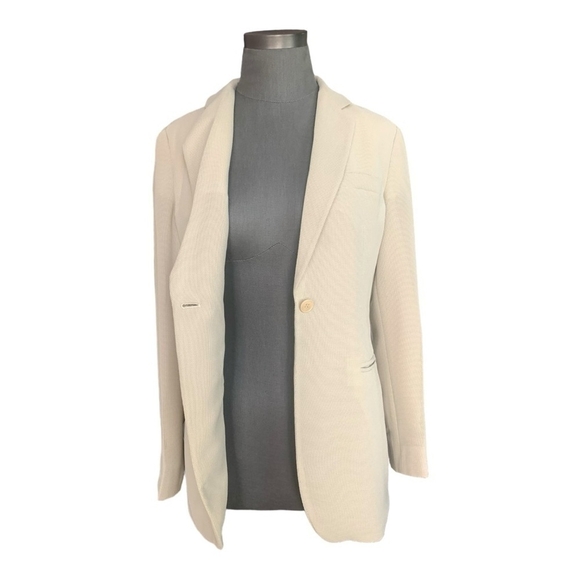 Women Blazer EMPORIO ARMANI Beige Single Button Front Long Sleeve Blazer Jacket - Picture 4 of 7